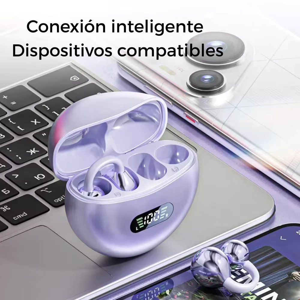 Auriculares Bluetooth Clip Ows Negros Aros unisex